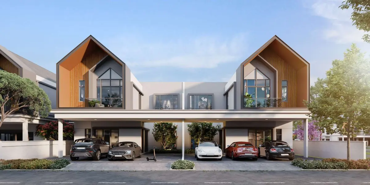Greenway Grove 2-storey semi-detached house facade, 40 by 80 feet, U.Reka Indahpura